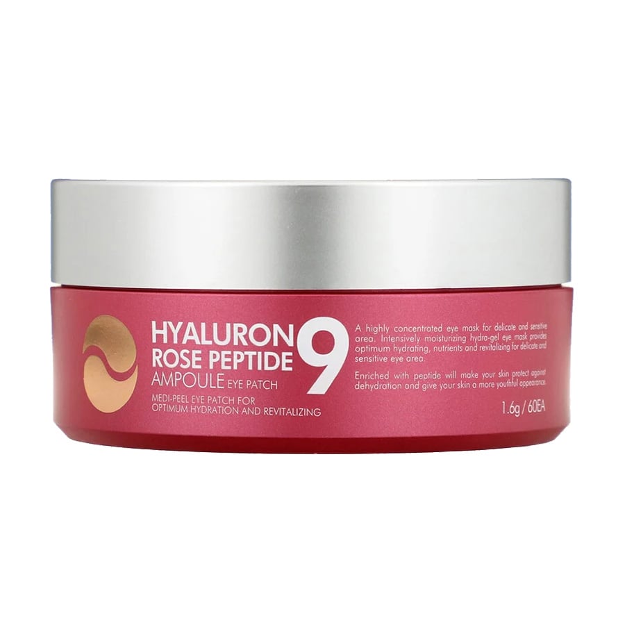 Гідрогелеві патчі під очі Medi-Peel Hyaluron Rose Peptide 9 Ampoule Eye Patch з пептидами і болгарською трояндою, 60 шт